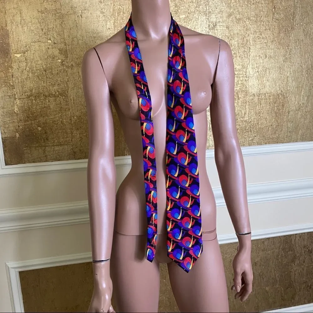 Givenchy multi colors geometric silk vintage tie